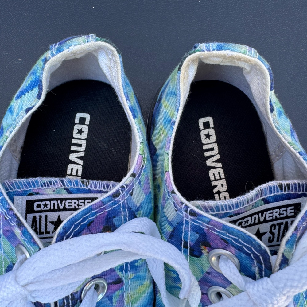 Converse Multi-Colored Blue Green Geometric Retro Eclectic Y2K Sneakers Size 7 - Picture 6 of 9